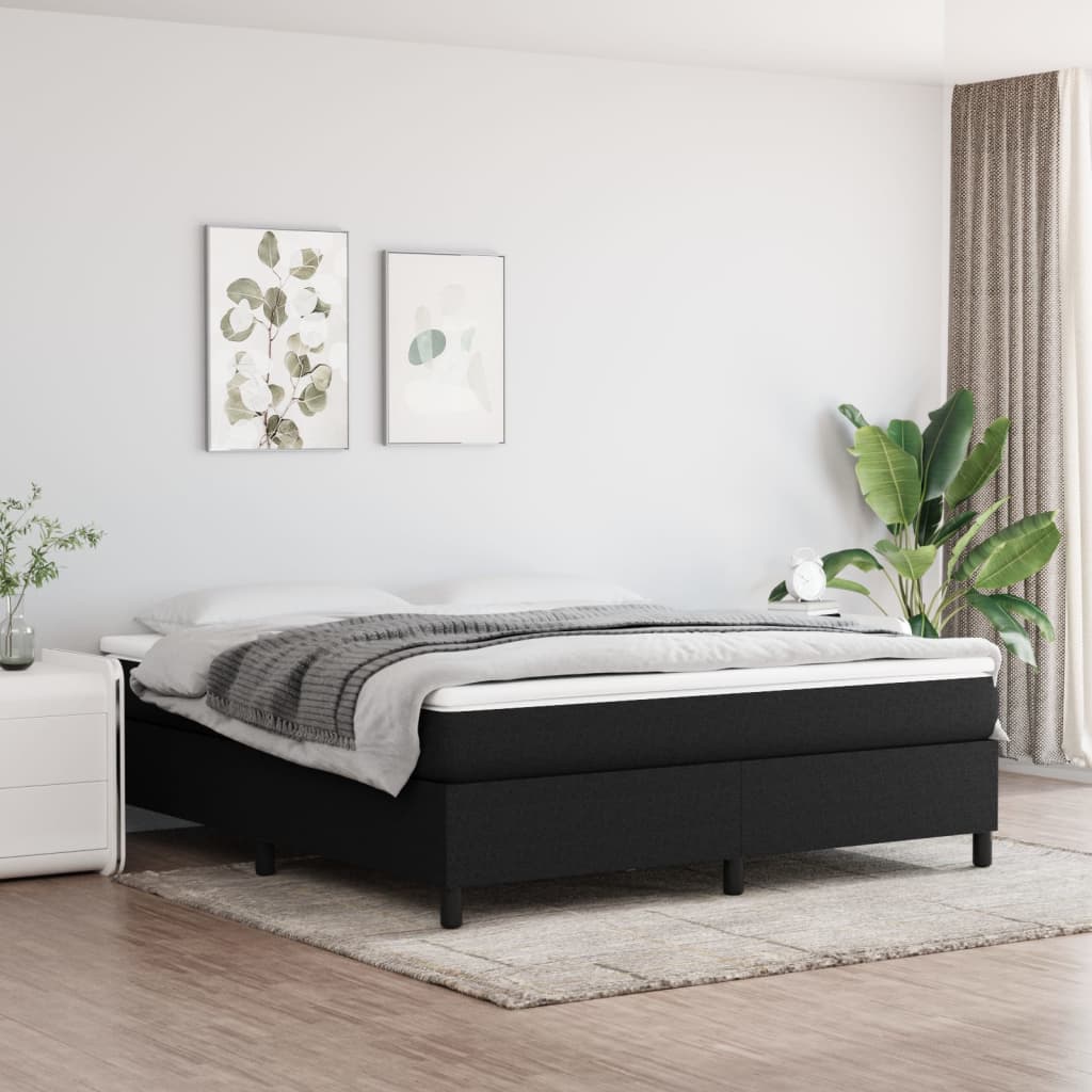 vidaXL Posteľný rám boxspring s matracom čierny 180x200 cm látka