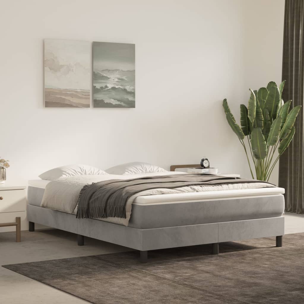 vidaXL Posteľný rám na boxspring bledosivý 140x190 cm zamat