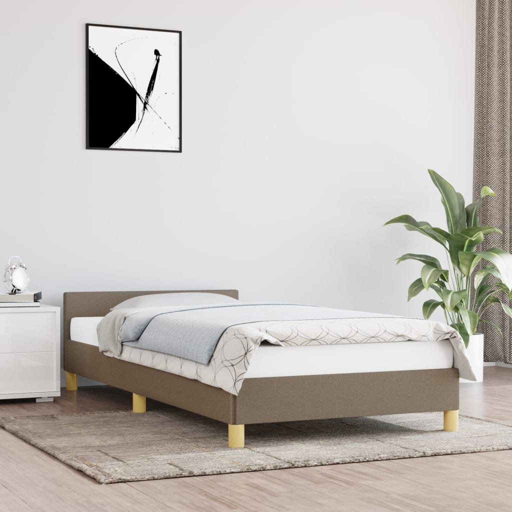 vidaXL Posteľný rám s čelom sivohnedý 90x200 cm látka