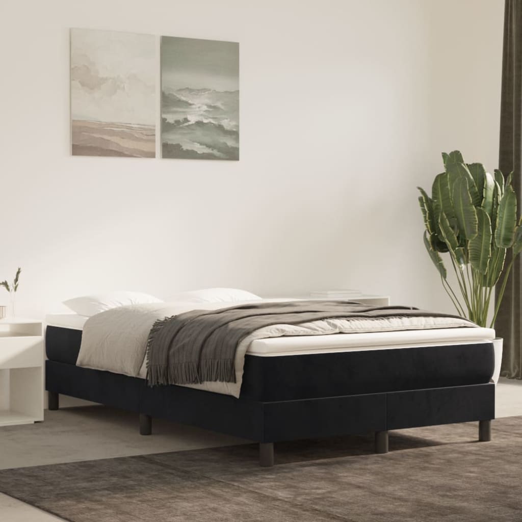 vidaXL Posteľný rám boxspring s matracom čierny 120x200 cm zamat
