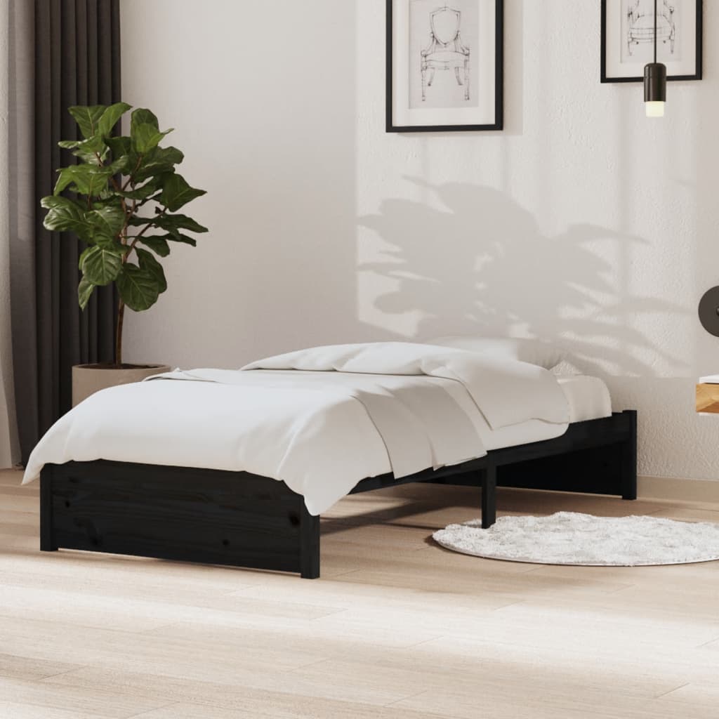 vidaXL Posteľný rám čierny masívne drevo 90x190 cm 3FT jednolôžko