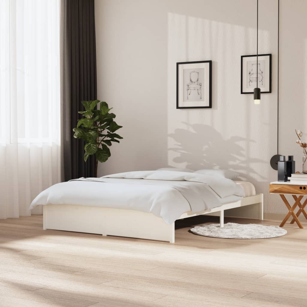 vidaXL Posteľný rám biely masívne drevo 150x200 cm 5FT King