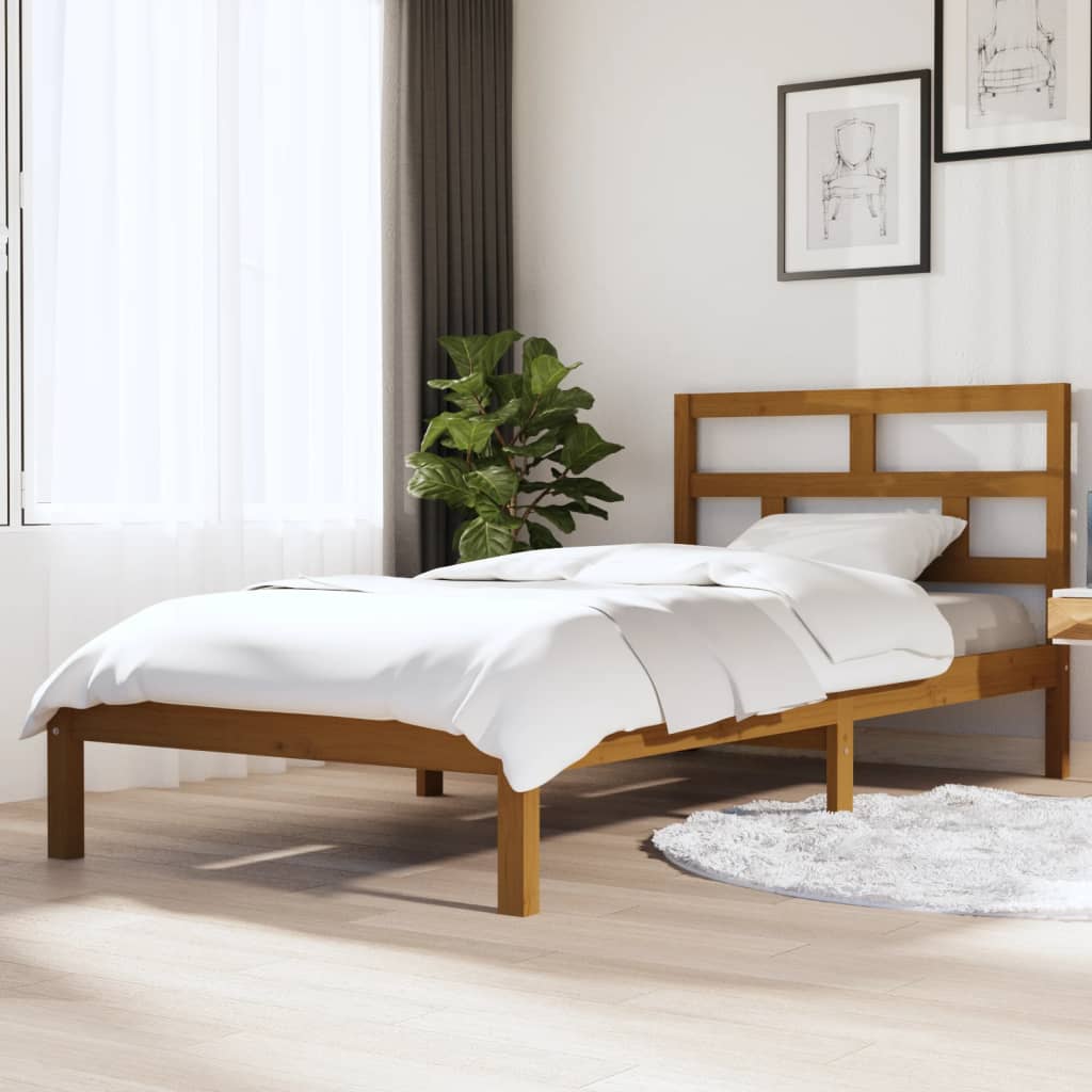 vidaXL Posteľný rám medovo-hnedý borovicový masív 100x200 cm