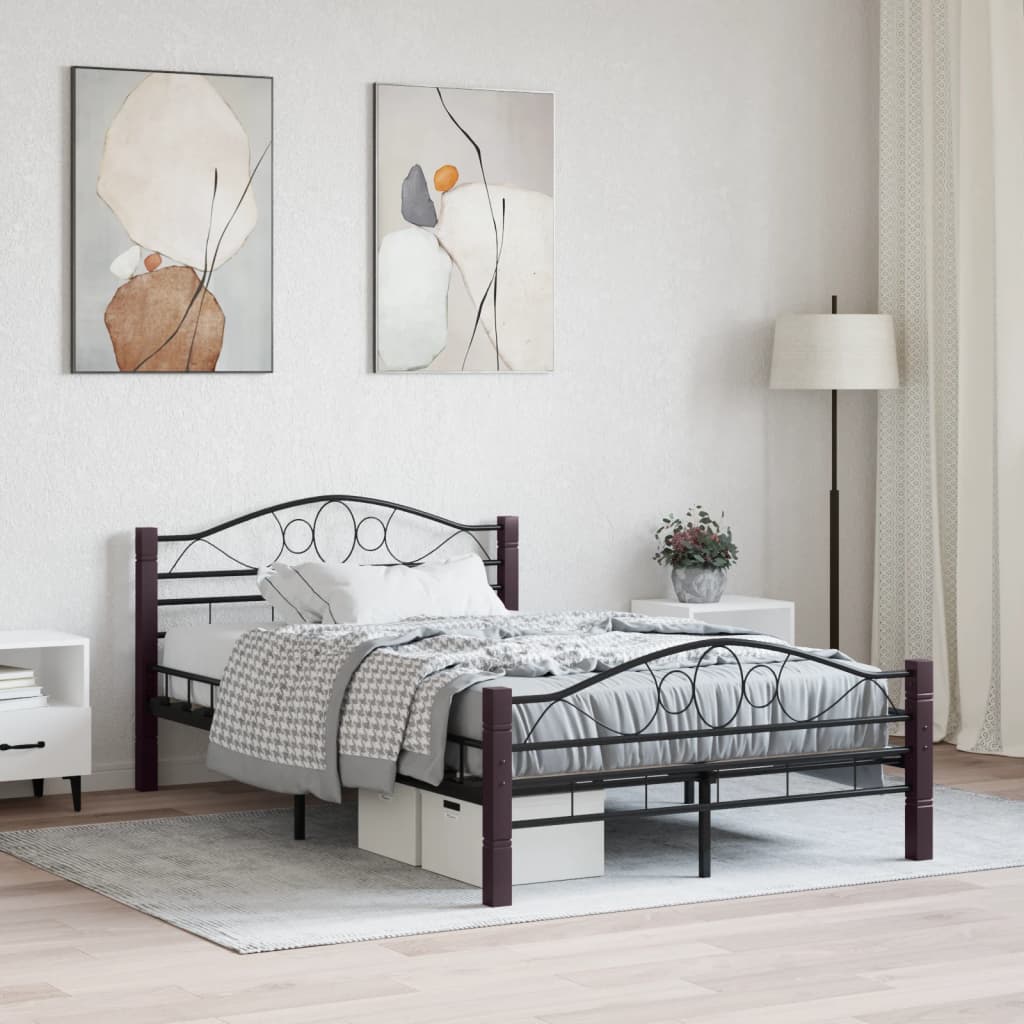 vidaXL Posteľný rám, čierny, kov 120x200 cm