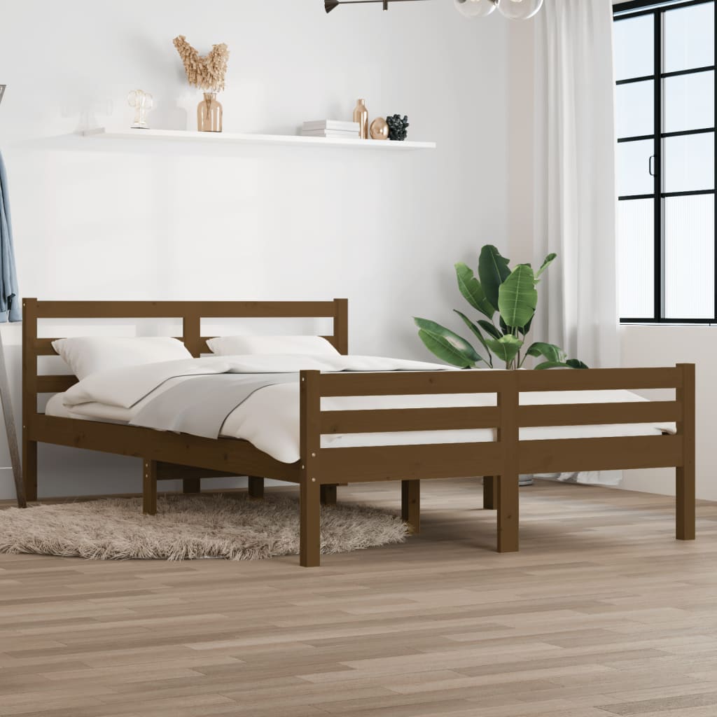 vidaXL Posteľný rám medovohnedý masívne drevo 140x190 cm