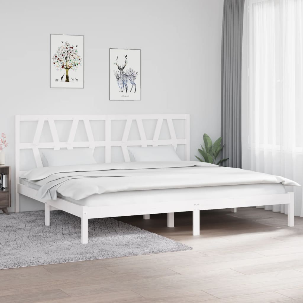 vidaXL Posteľný rám biely borovicový masív 200x200 cm