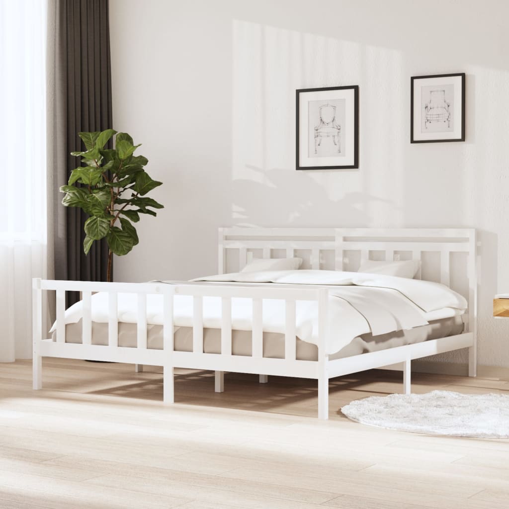 vidaXL Posteľný rám biely masívne drevo 200x200 cm