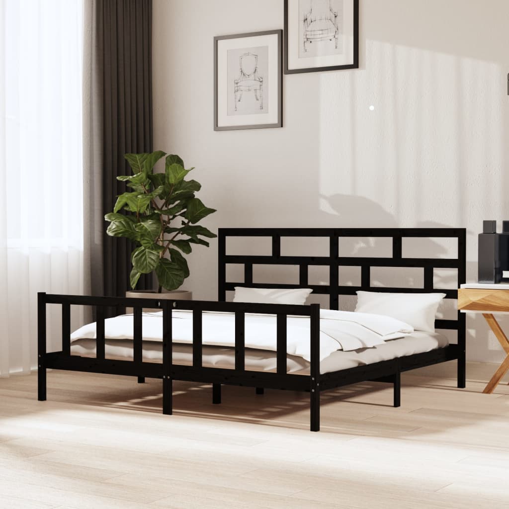 vidaXL Posteľný rám čierny borovicový masív 200x200 cm