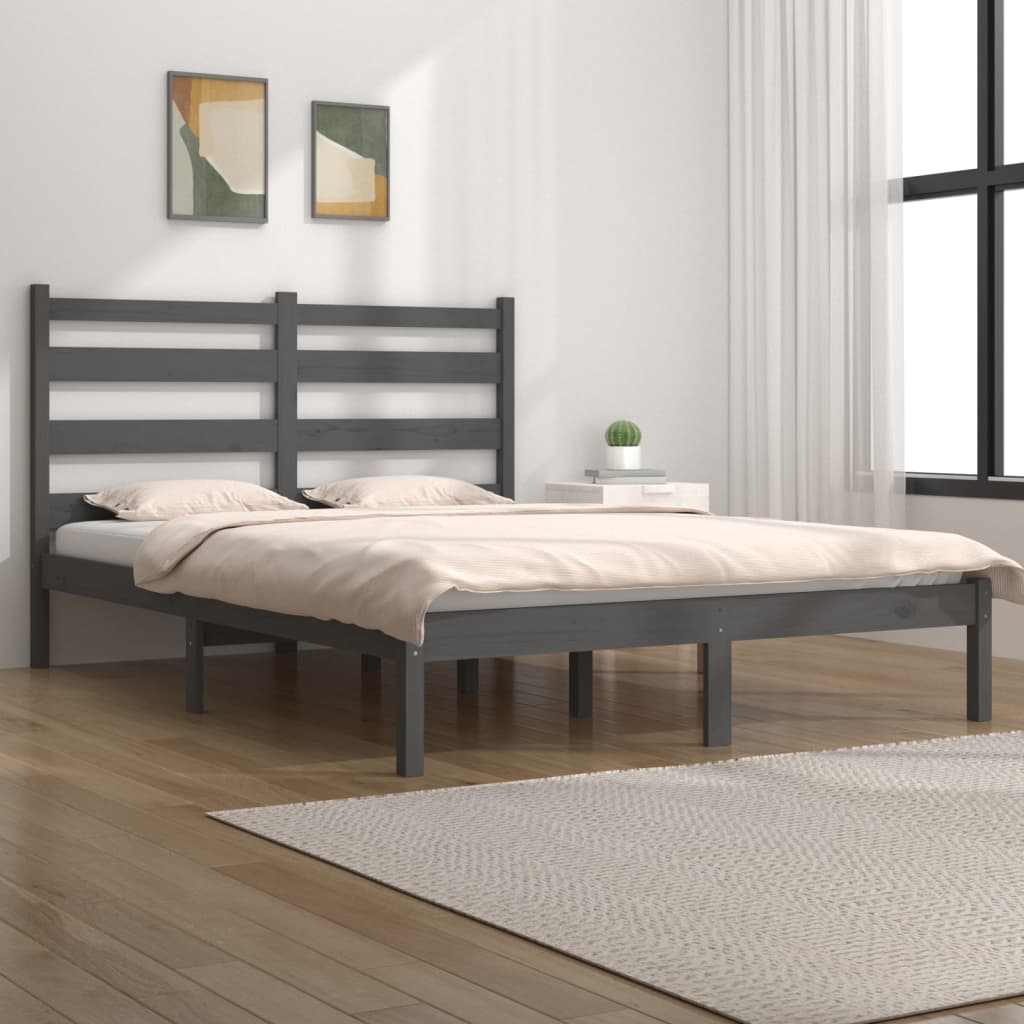 vidaXL Posteľný rám sivý borovicový masív 200x200 cm