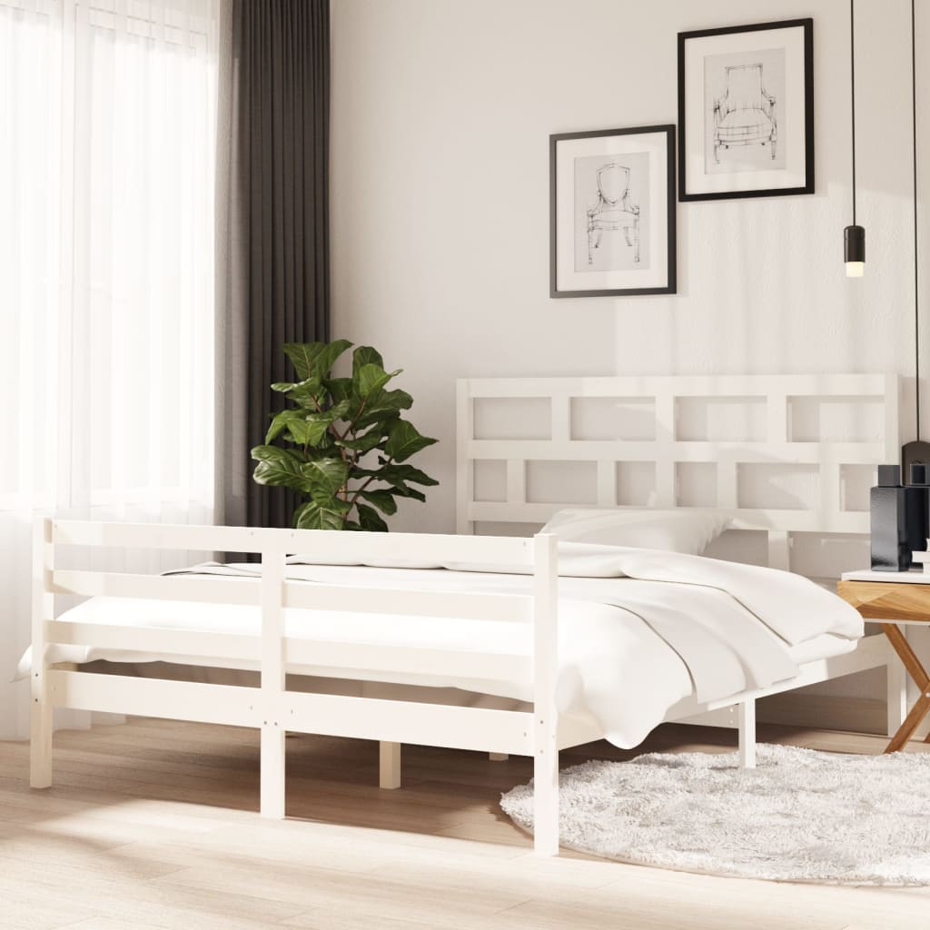 vidaXL Posteľný rám biely masívne drevo 150x200 cm 5FT King