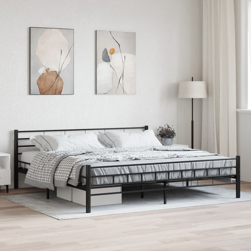 vidaXL Posteľný rám, čierny, oceľ 200x200 cm