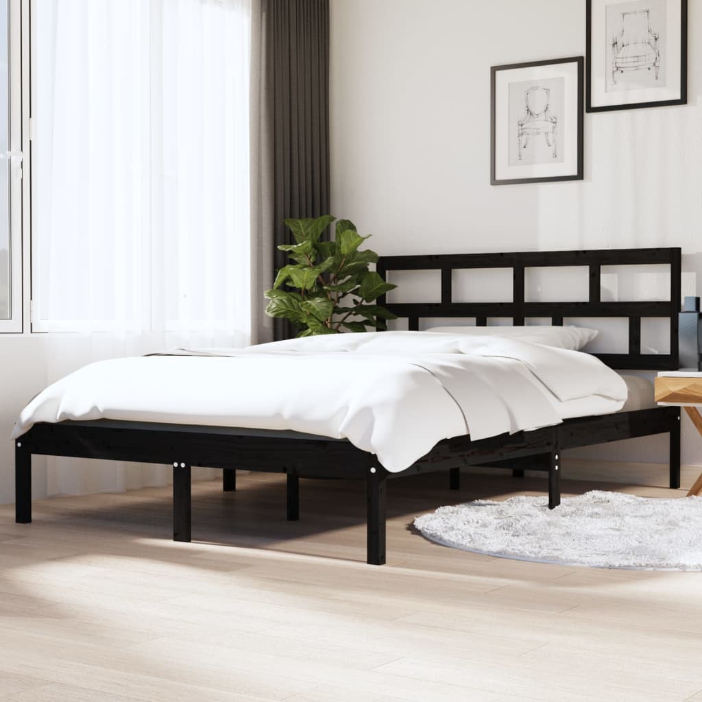 vidaXL Posteľný rám čierny borovicový masív 140x190 cm