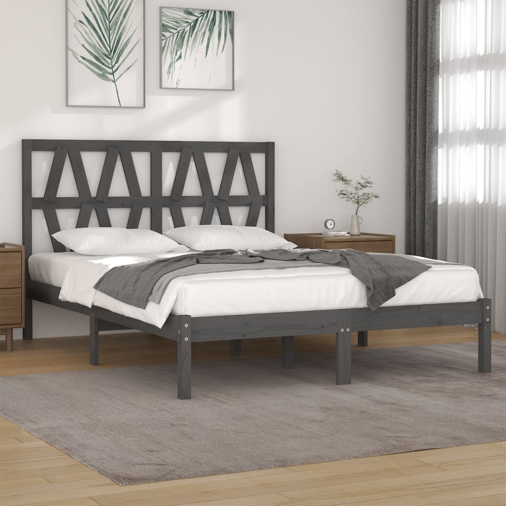vidaXL Posteľný rám sivý borovicový masív 200x200 cm