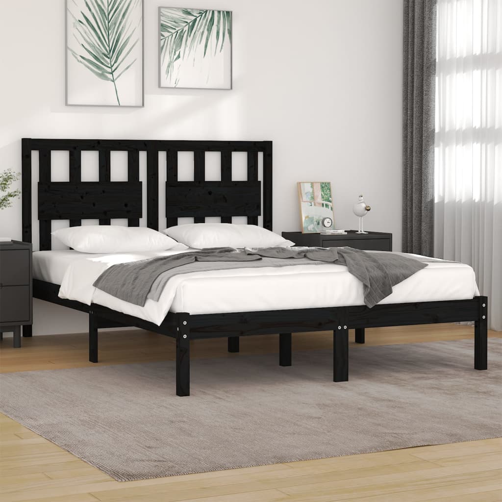 vidaXL Posteľný rám čierny borovicový masív 140x190 cm