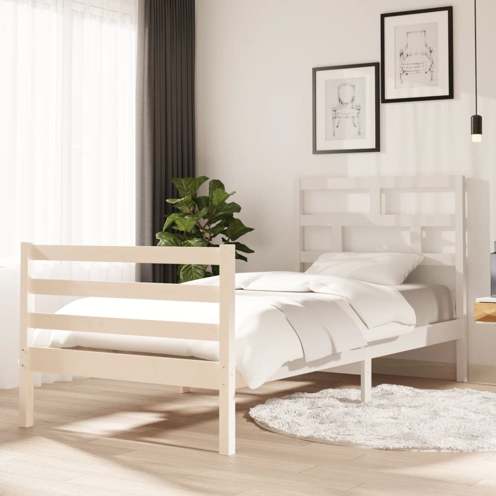 vidaXL Posteľný rám biely masívna borovica 90x200 cm