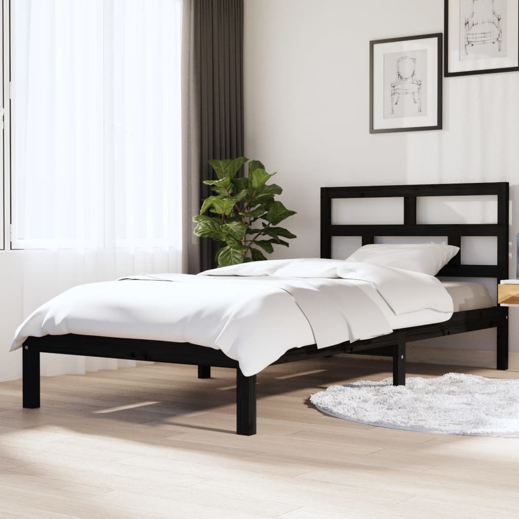 vidaXL Posteľný rám čierny borovicový masív 100x200 cm