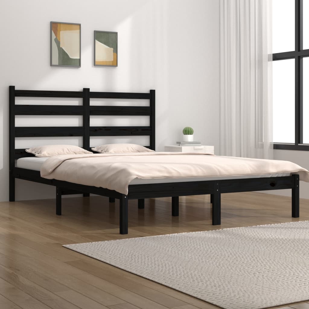 vidaXL Posteľný rám čierny borovicový masív 140x190 cm
