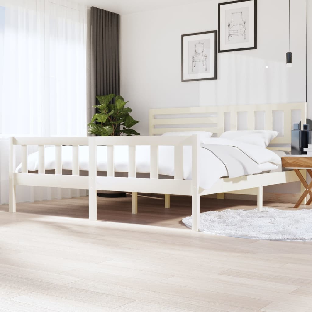 vidaXL Posteľný rám biely masívne drevo 200x200 cm