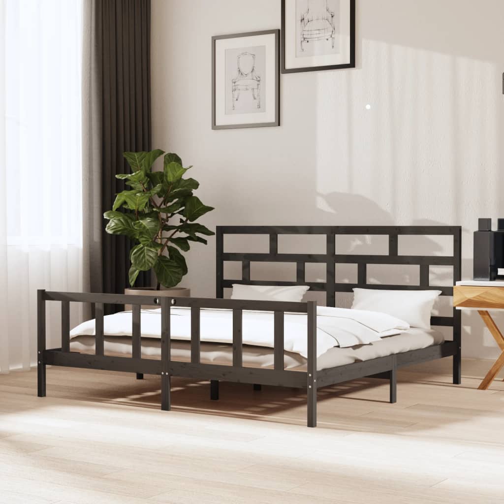 vidaXL Posteľný rám sivý borovicový masív 200x200 cm