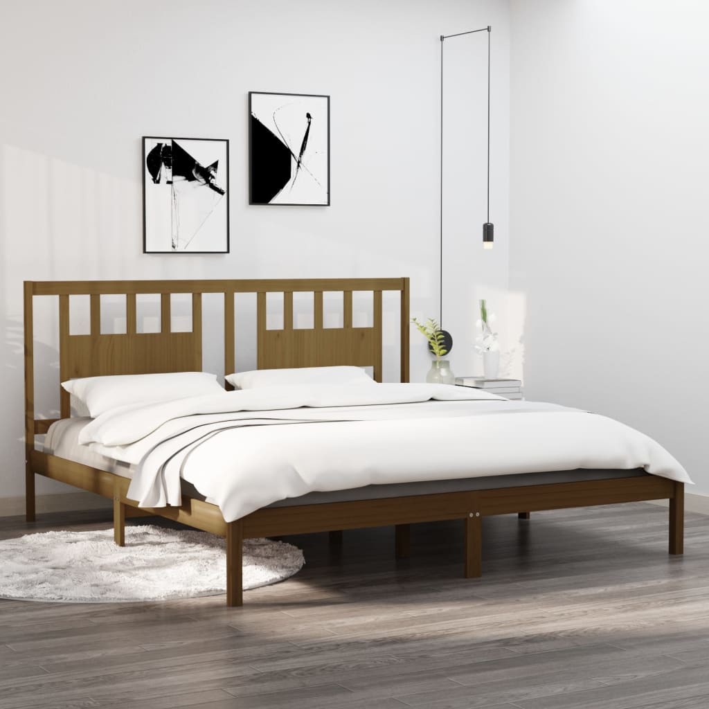 vidaXL Posteľný rám medovo-hnedý borovicový masív 200x200 cm