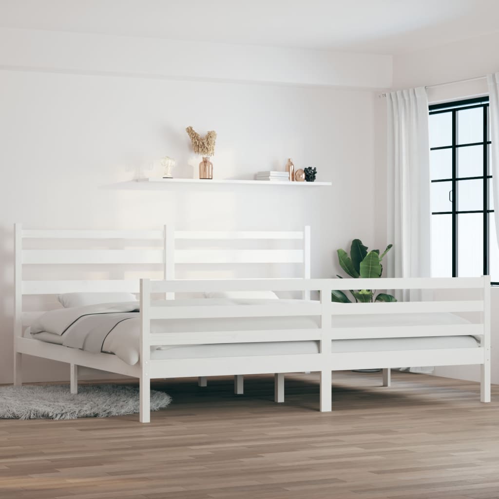 vidaXL Posteľný rám borovicový masív 200x200 cm biely