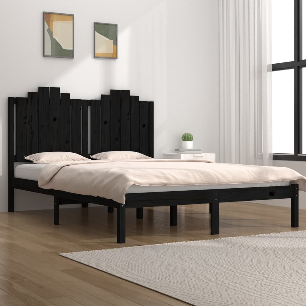 vidaXL Posteľný rám čierny borovicový masív 140x190 cm