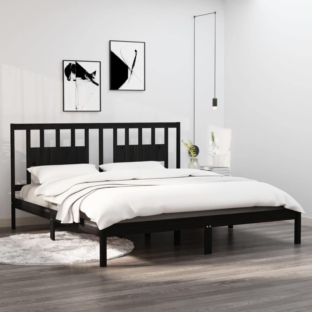 vidaXL Posteľný rám čierny borovicový masív 200x200 cm