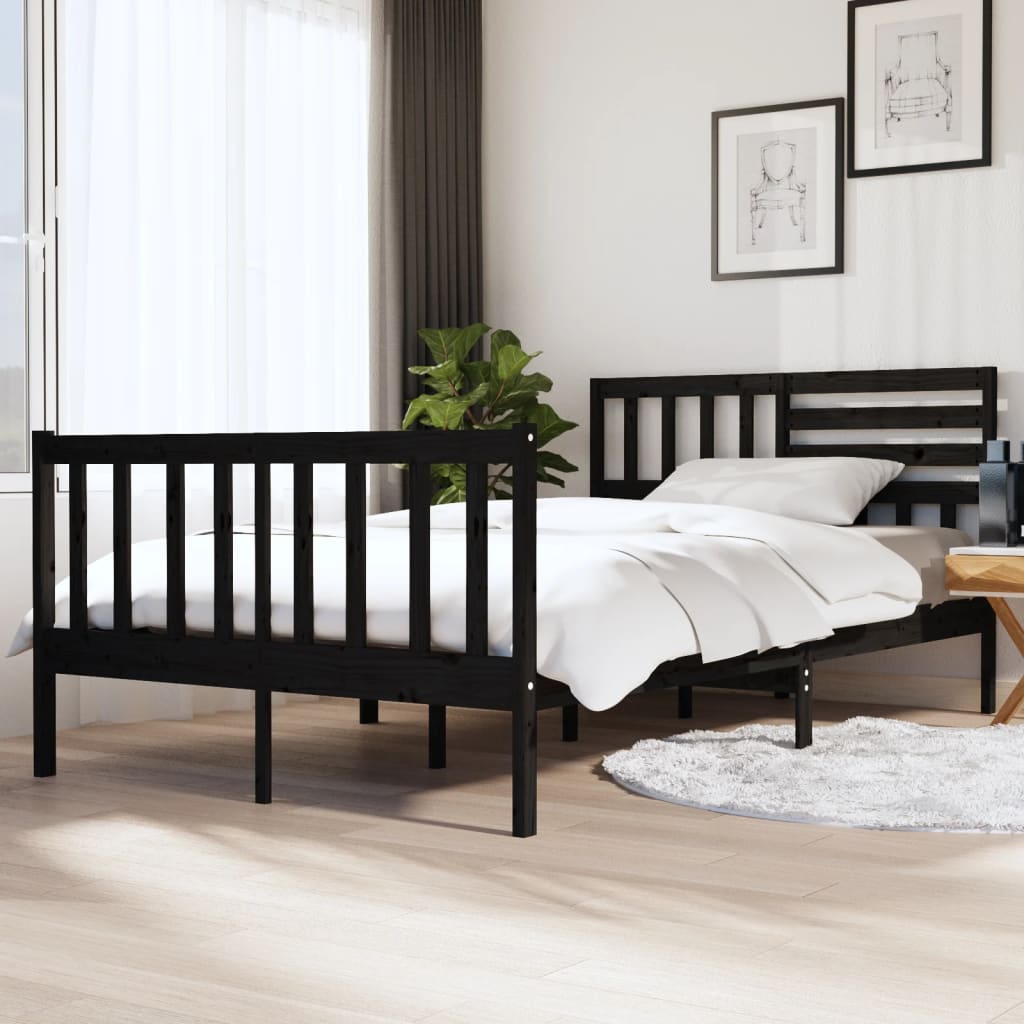 vidaXL Posteľný rám čierny masívne drevo 140x190 cm