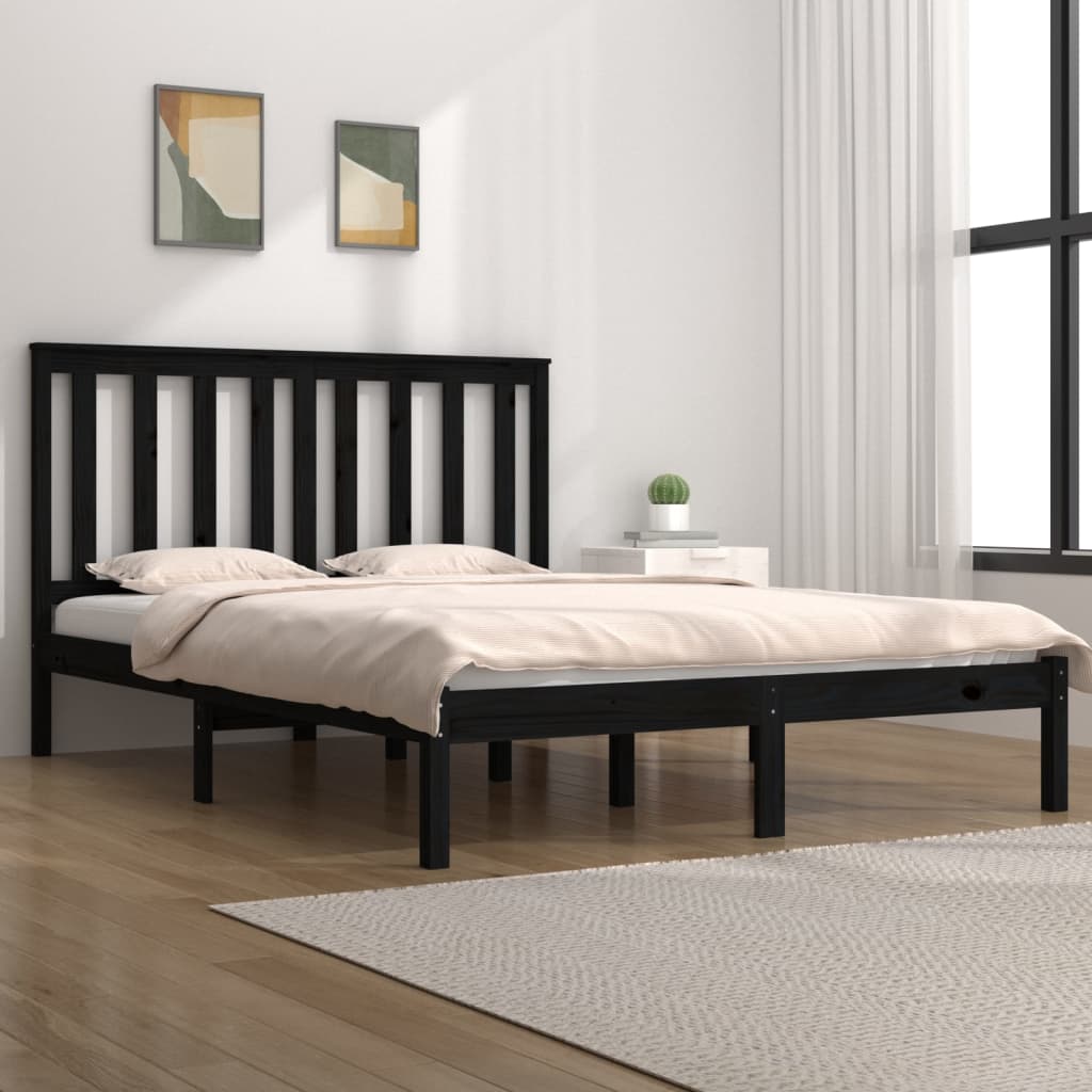 vidaXL Posteľný rám čierny borovicový masív 140x190 cm