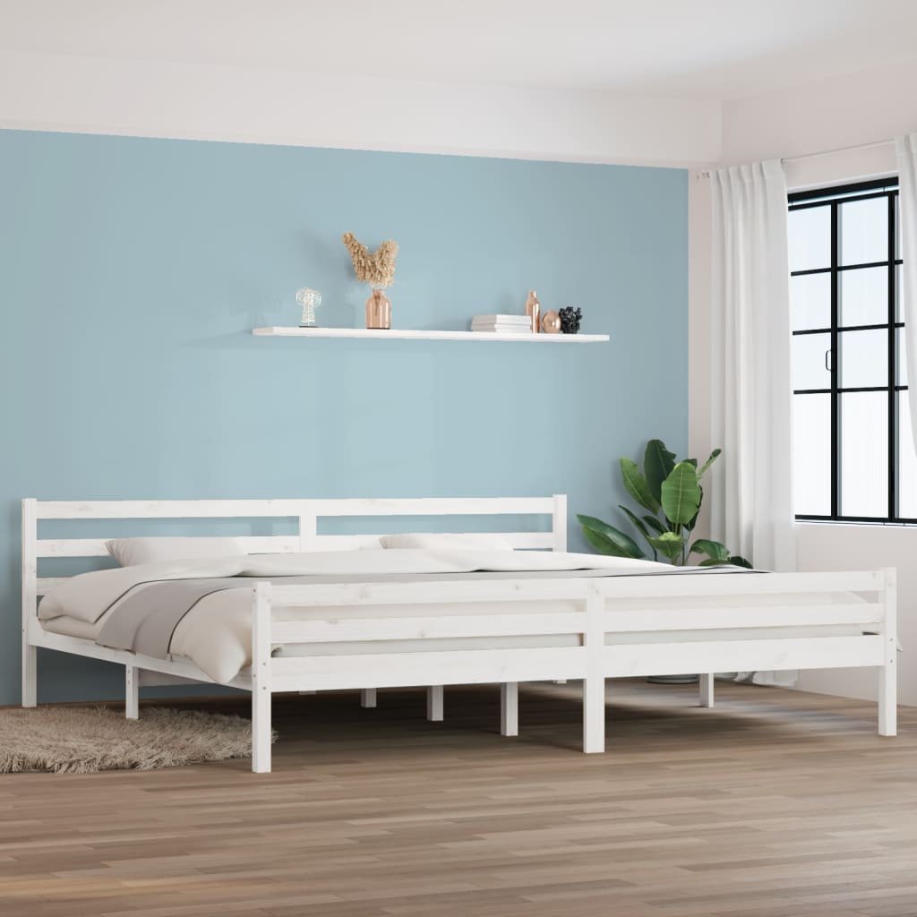 vidaXL Posteľný rám biely masívne drevo 180x200 cm 6FT Super King