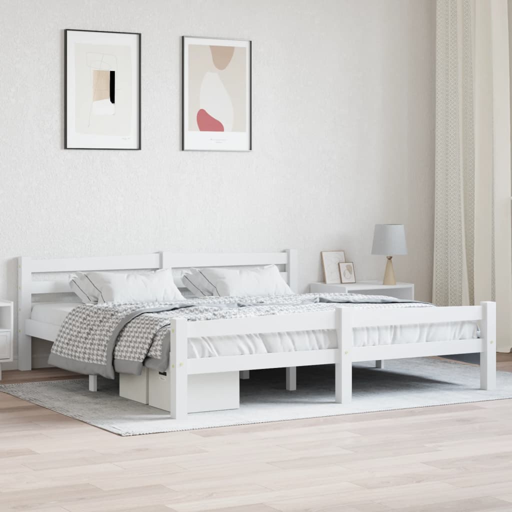 vidaXL Posteľný rám, biely, borovicový masív 180x200 cm