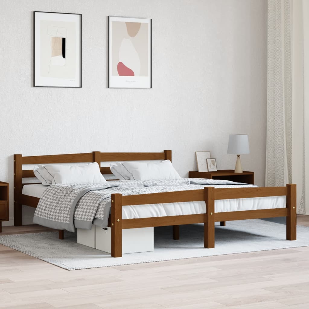 vidaXL Posteľný rám, medovo hnedý, borovicový masív 160x200 cm