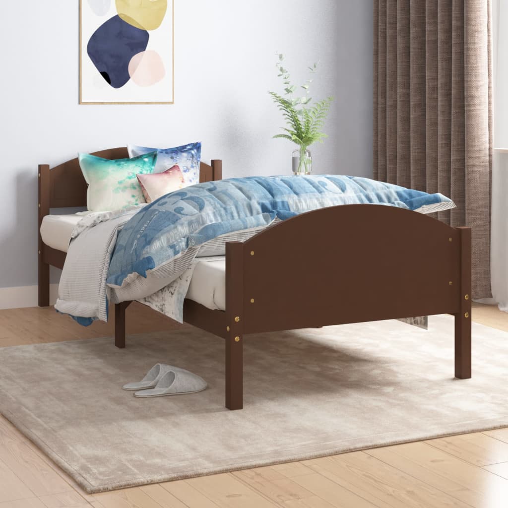 vidaXL Posteľný rám tmavohnedý borovicový masív 100x200 cm