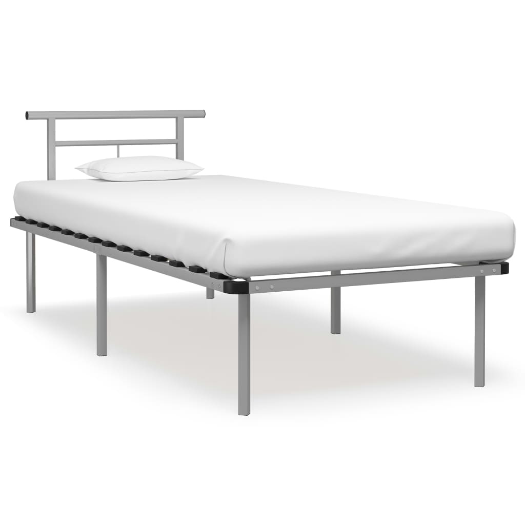 vidaXL Posteľný rám, sivý, kov 90x200 cm