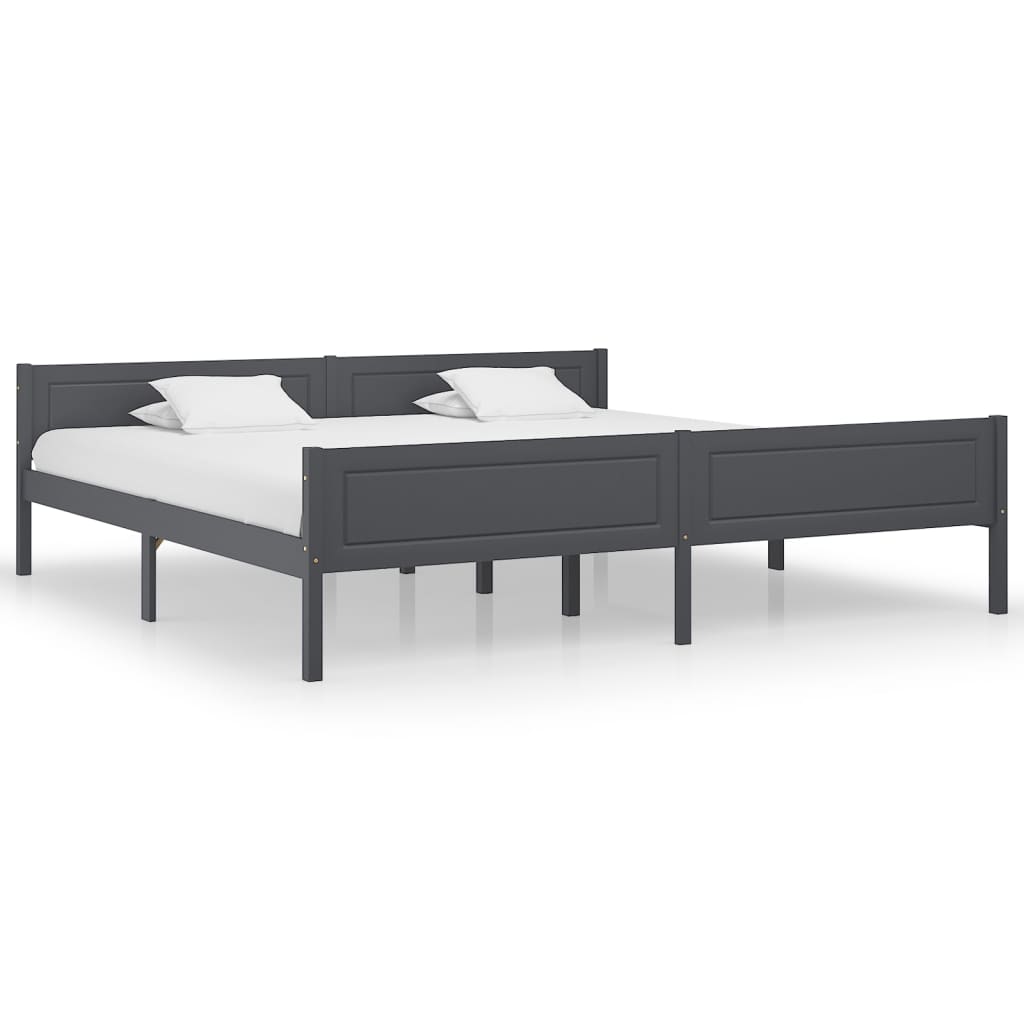 vidaXL Posteľný rám borovicový masív sivý 200x200 cm