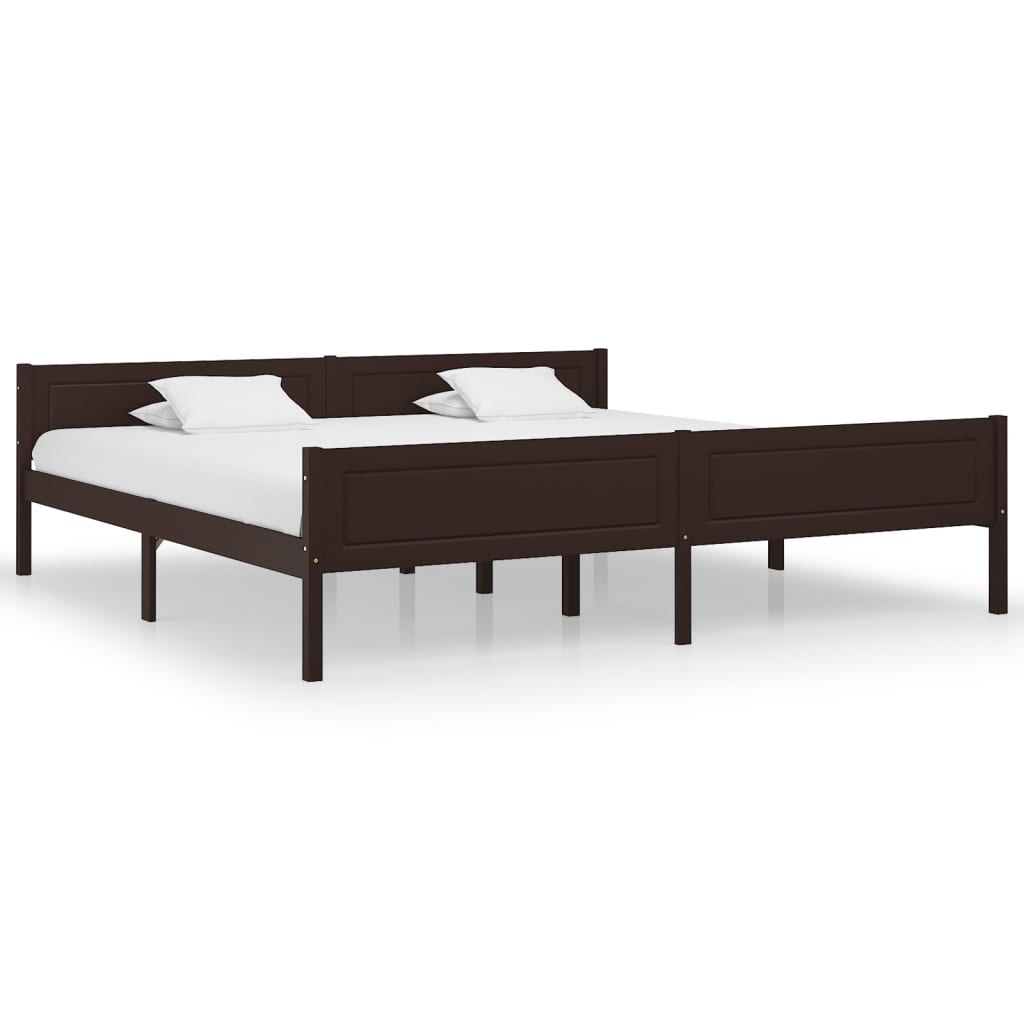 vidaXL Posteľný rám borovicový masív tmavohnedý 200x200 cm