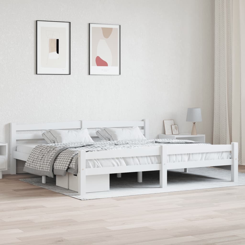 vidaXL Posteľný rám, biely, borovicový masív 200x200 cm