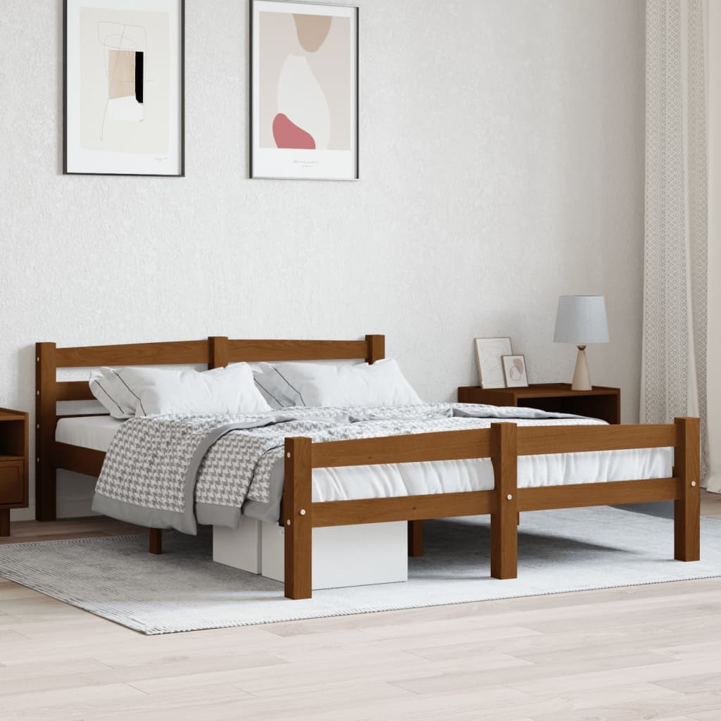 vidaXL Posteľný rám, medovo hnedý, borovicový masív 140x200 cm