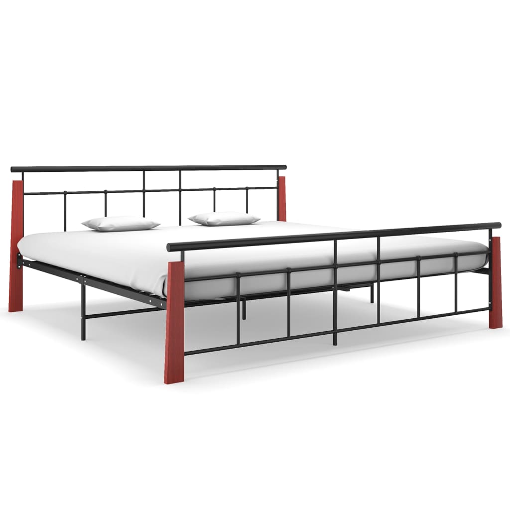 vidaXL Posteľný rám kov a masívne dubové drevo 200x200 cm