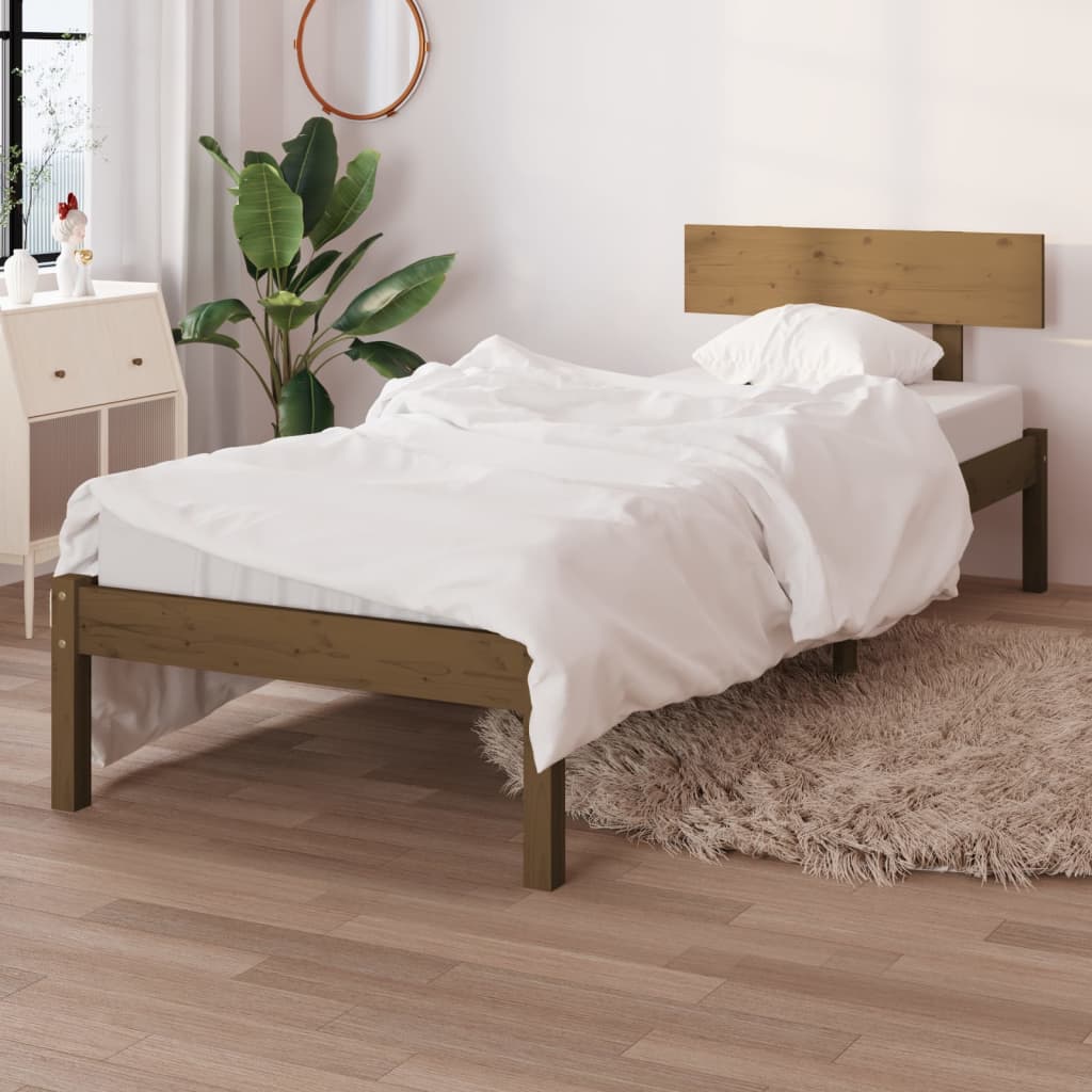 vidaXL Posteľný rám medový borovicový masív 90x190 cm UK jednolôžko