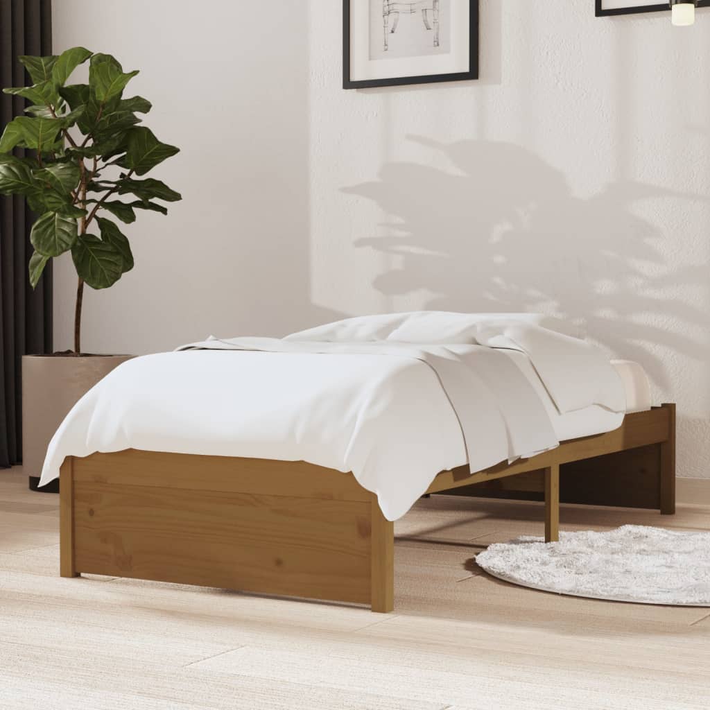 vidaXL Posteľný rám medový masívne drevo 75x190cm 2FT6 malé jednolôžko