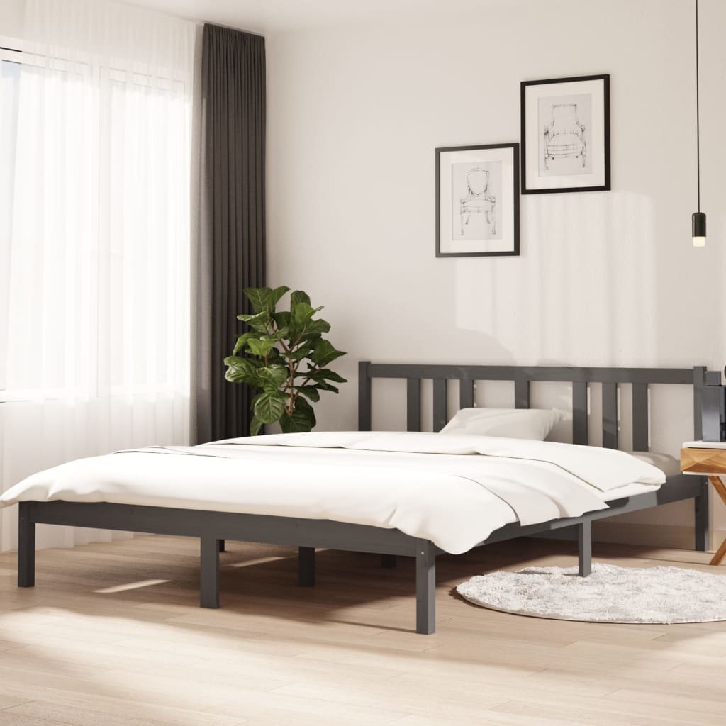 vidaXL Posteľný rám sivý masívne drevo 150x200 cm 5FT King