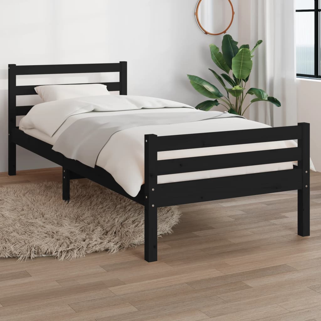 vidaXL Posteľný rám čierny masívne drevo 90x200 cm