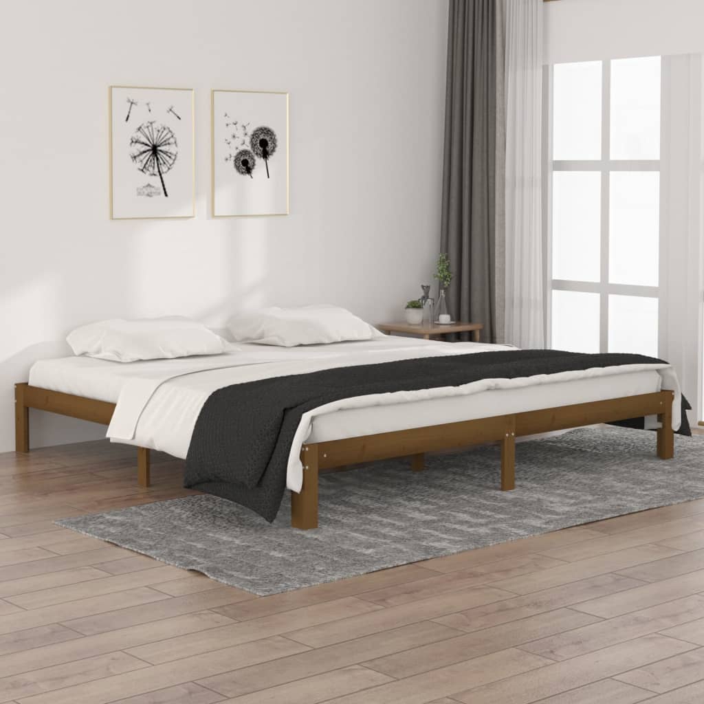 vidaXL Posteľný rám medovohnedý masívna borovica 200x200 cm