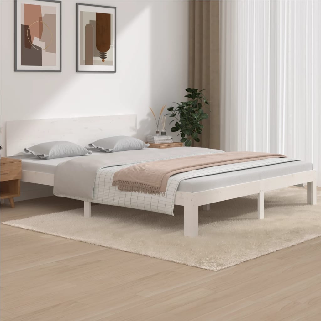 vidaXL Posteľný rám biely masívne borovicové drevo 160x200 cm