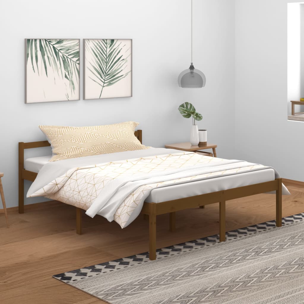 vidaXL Posteľ pre seniorov, medová 150x200 cm, veľkosť King, borovica
