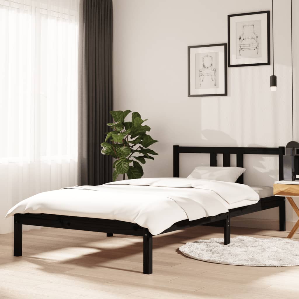 vidaXL Posteľný rám čierny masívne drevo 100x200 cm