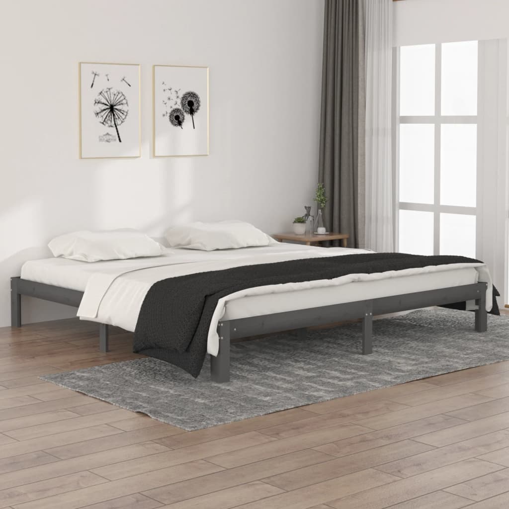 vidaXL Posteľný rám sivý masívna borovica 200x200 cm