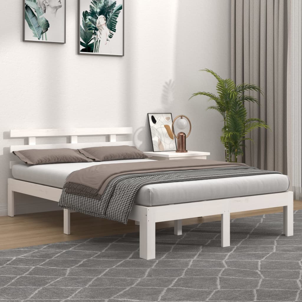vidaXL Posteľný rám biely masívne drevo 180x200 cm 6FT Super King