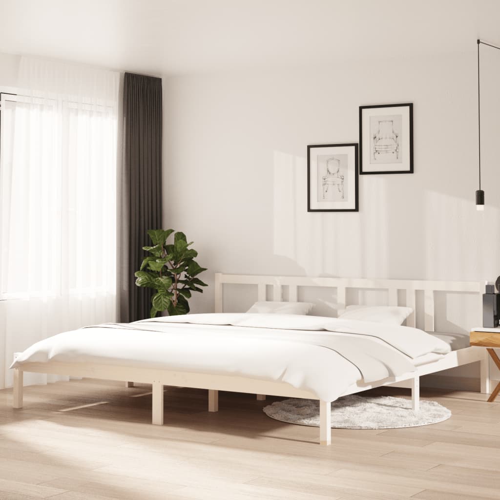 vidaXL Posteľný rám biely masívne drevo 200x200 cm